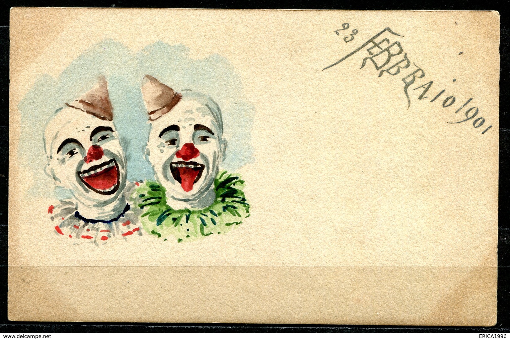 CV2726 PAGLIACCI 1901 2 Clown, Bellissima Cartolina Dipinta A Mano, FP, Non Viaggiata, Buone Condizioni - Humor