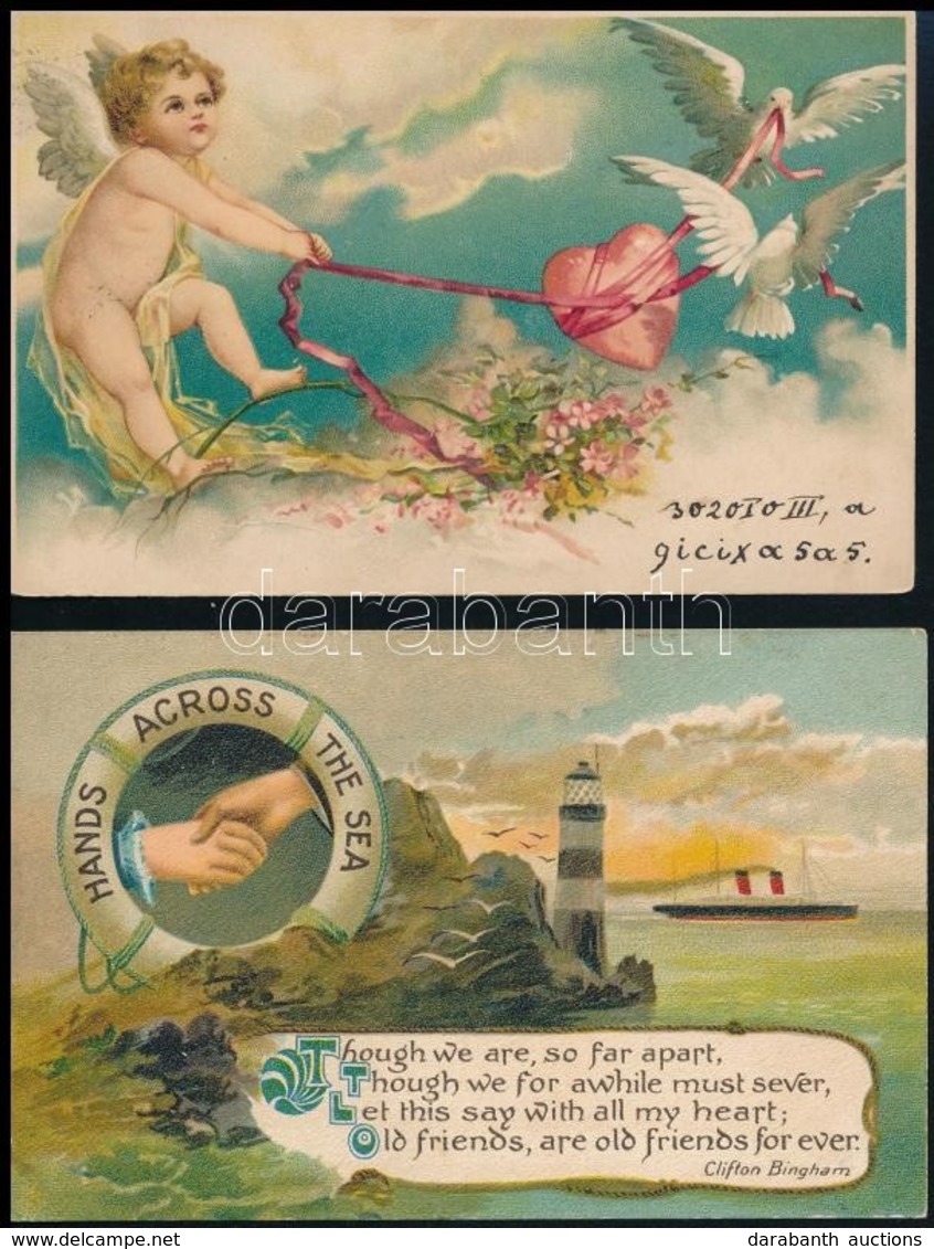 ** * 13 Db RÉGI üdvözlő Motívumlap: Litho és Dombornyomott Lapokkal / 13 Pre-1945 Greeting Motive Postcards: Litho And E - Zonder Classificatie