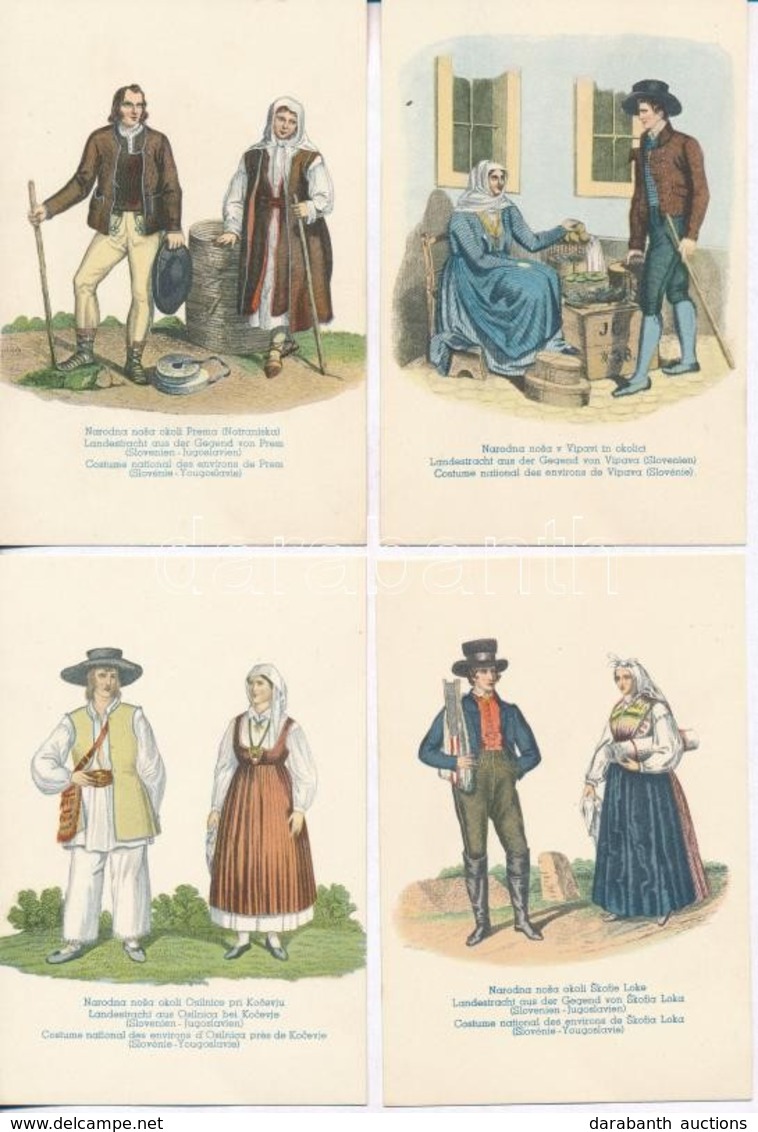 ** 12 Db RÉGI Használatlan Szlovén Népviseletes Művészlap / 12 Pre-1945 Unused Slovenian Folklore Motive Art Postcards - Zonder Classificatie