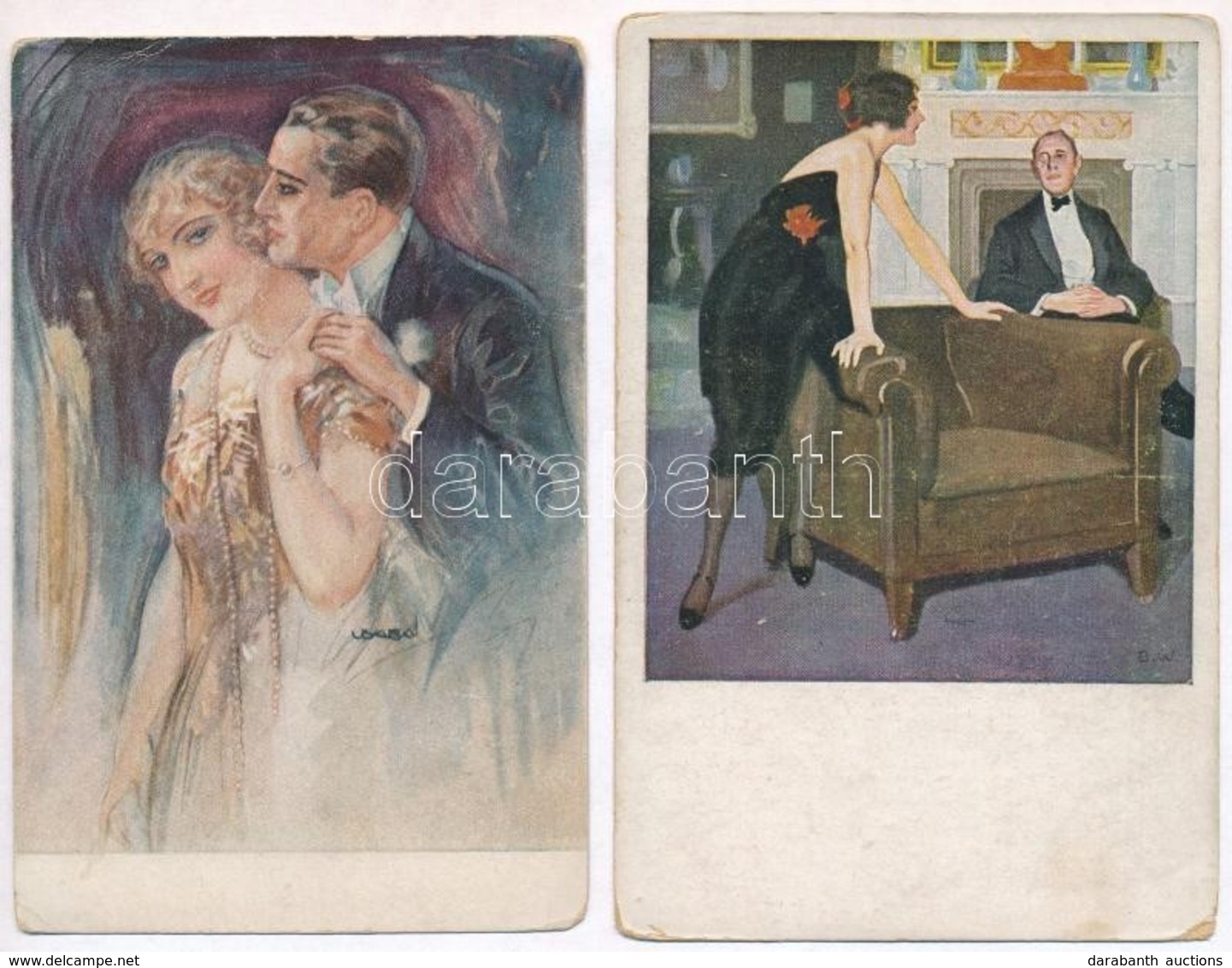 ** * 5 Db RÉGI Motívumlap: Párok / 5 Pre-1945 Motive Postcards: Couples - Non Classés