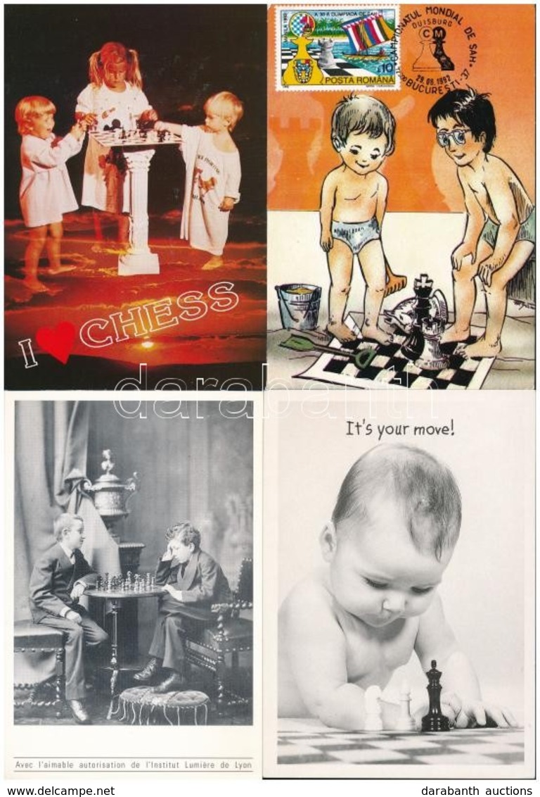 ** 13 Db MODERN Sakk Képeslap: Gyerekek Sakkoznak / 13 Modern Chess Motive Postcards, Children Playing Chess - Zonder Classificatie