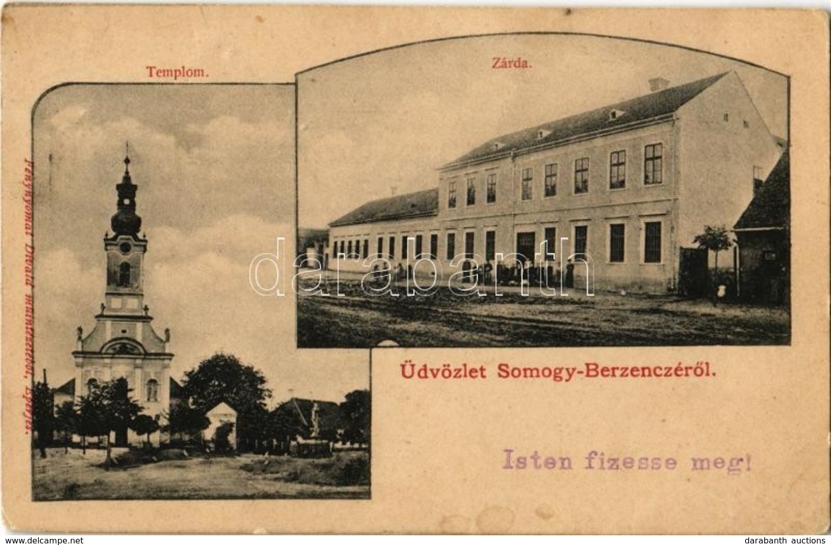 T2/T3 1903 Berzence, Somogy-Berzencze; Kegyúri Templom és Zárda. Divald - Unclassified