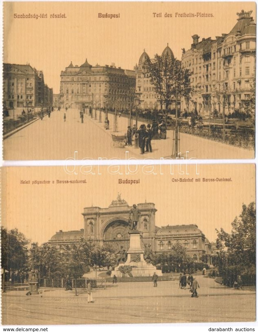 ** Budapest, Szabadság Tér és Keleti Pályaudvar - 2 Db Régi Képeslap / 2 Pre-1945 Postcards - Unclassified