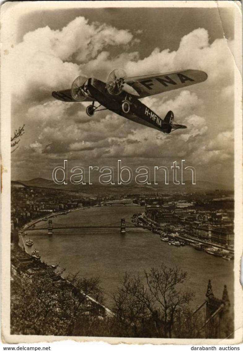 ** T4 1930 Budapest. Magyar Légiforgalmi Rt. Reklámlapja. ML Rt új Fokker F-VIII Típusú, H-MFNA Lajstromjelű, 15 üléses  - Sin Clasificación