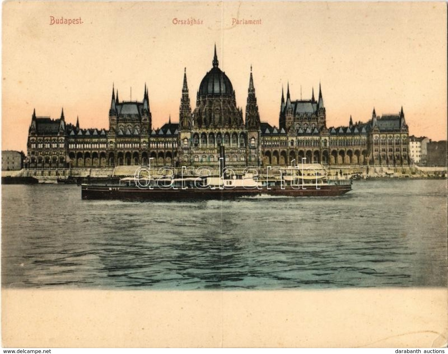 ** T2 Budapest V. Országház, Gőzhajó. Taussig Arthur 5323. Kinyitható Panorámalap - Unclassified