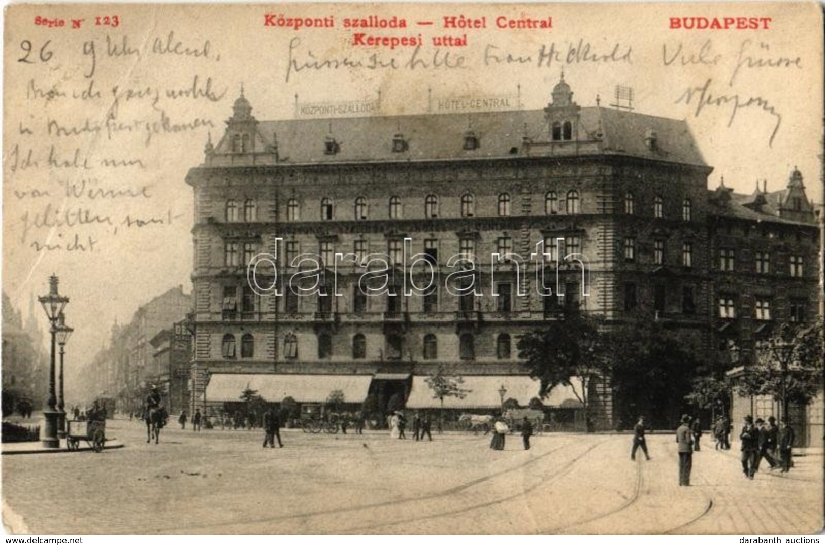 * T3/T4 1904 Budapest VII. Kerepesi út (Rákóczi út), Központi Szálloda (EB) - Unclassified