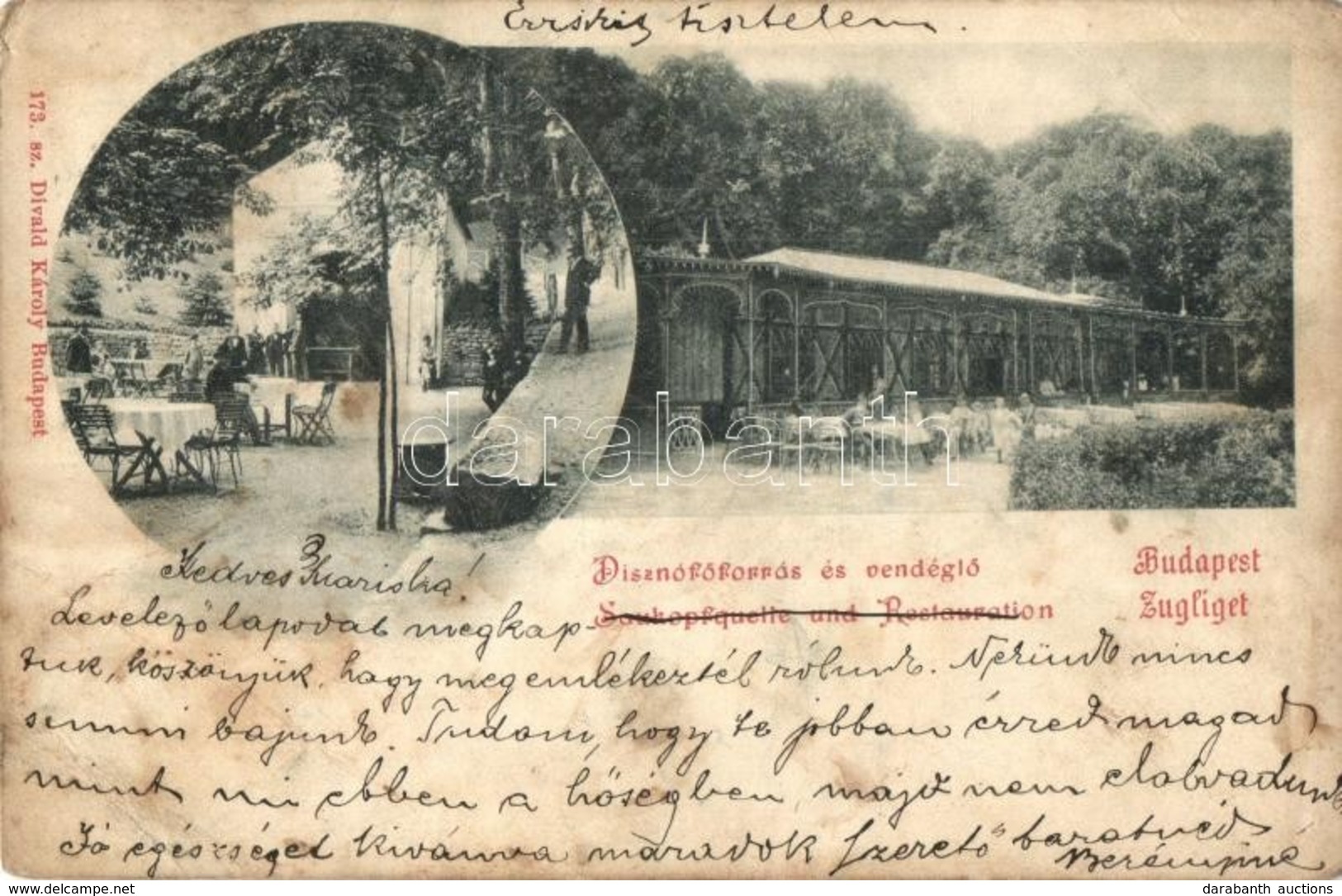 T3 Budapest XII. Zugliget, Disznófő Forrás és Vendéglő; Divald Károly 173. Sz. (EB) - Unclassified