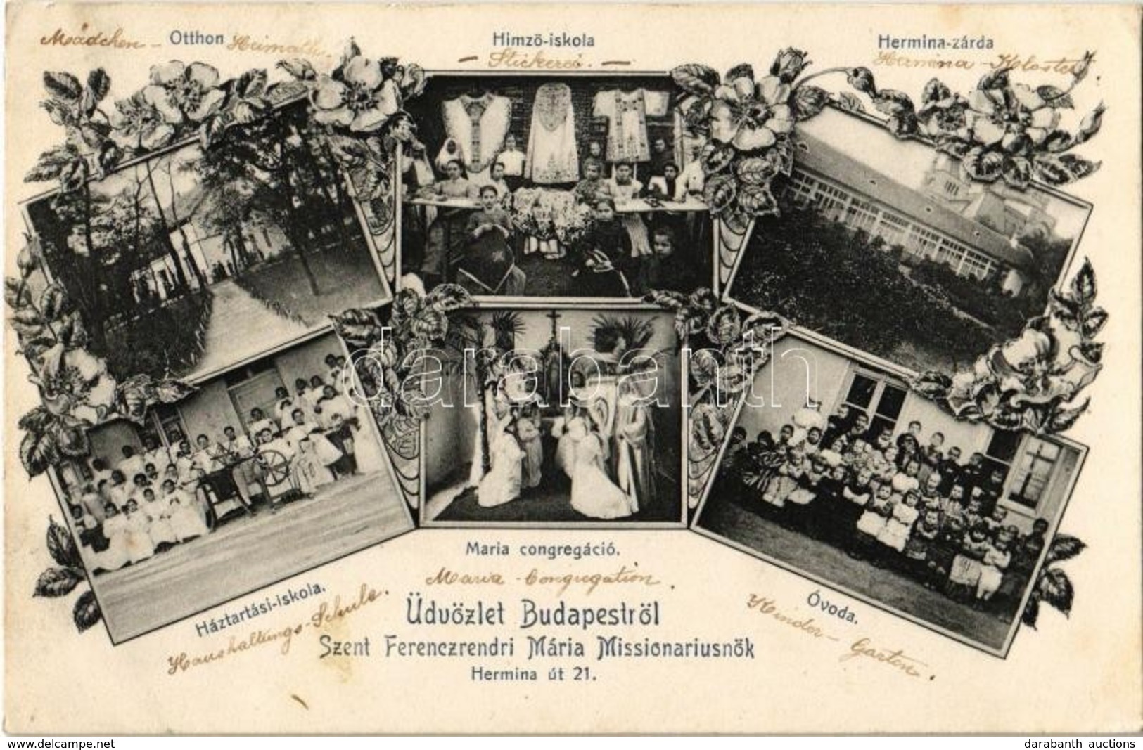 T2/T3 1907 Budapest XIV. Szent Ferenc Rendi Mária Misszionáriusnők, Otthon, Himző Iskola, Hermina Zárda, Háztartási Isko - Unclassified