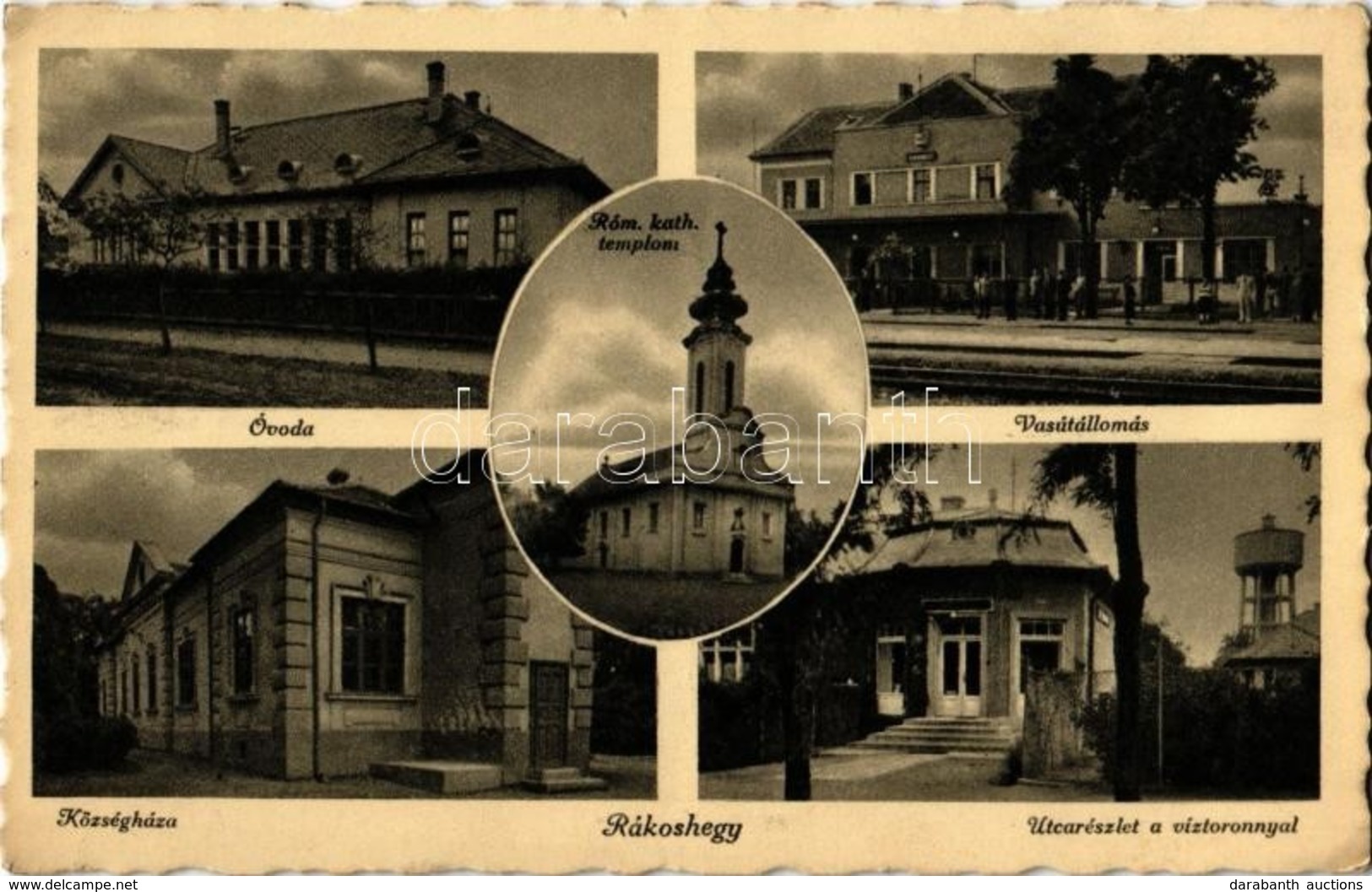 T2 1939 Budapest XVII. Rákoshegy, Óvoda, Községház, Vasútállomás, Utca, Víztorony, Római Katolikus Templom - Unclassified