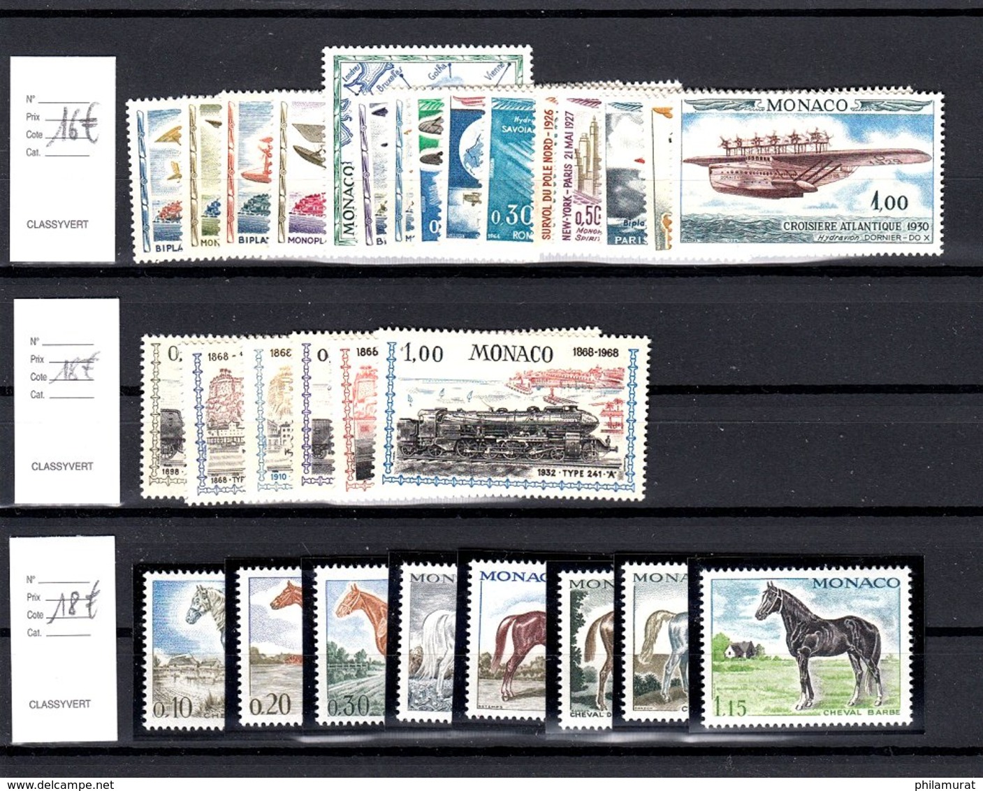 Monaco 1900/1980 - neufs ** sans charnière important lot timbres FORTE COTE