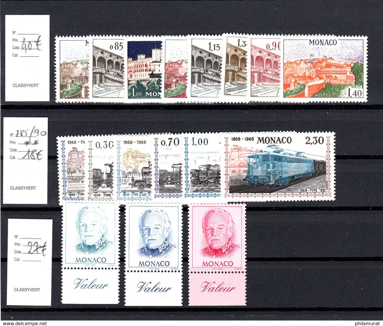 Monaco 1900/1980 - neufs ** sans charnière important lot timbres FORTE COTE