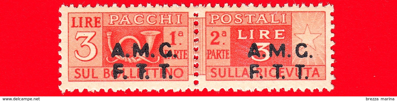Nuovo - MNH - ITALIA - Trieste - AMG FTT - 1947-48 - Corno Di Posta, Soprastampa Su Due Righe - Pacchi Postali - 3 - Ungebraucht