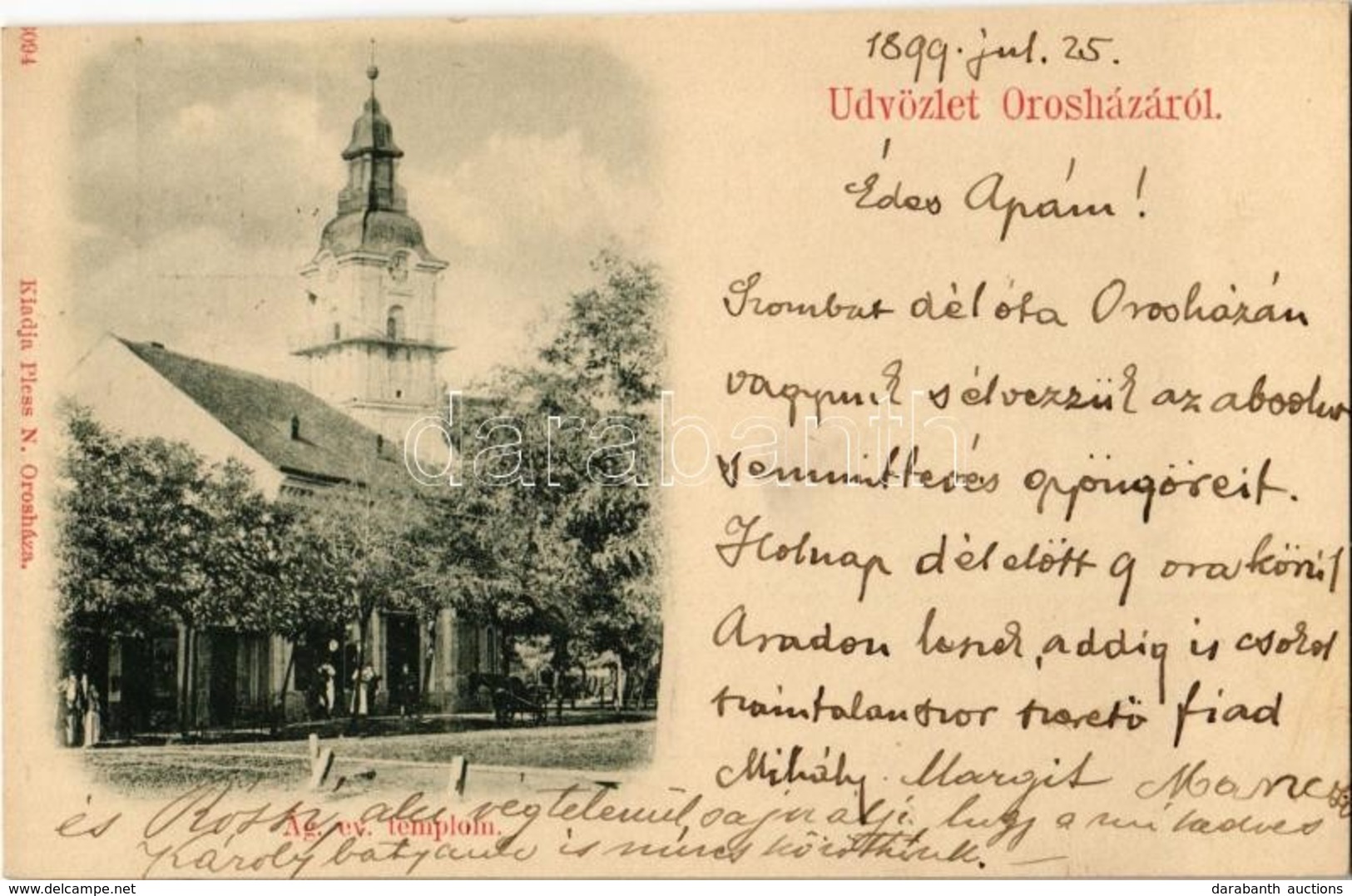 T2 1899 Orosháza, Ágostai Evangélikus Templom. Pless N. Kiadása - Unclassified