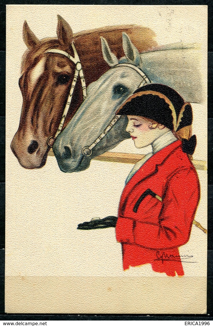 CV2736 CAVALLI DONNINE, 1916, Ill. G. Nanni, Bellissima Cartolina, FP, Viaggiata Da Montecatini A Piacenza, Ottime Condi - Altri & Non Classificati