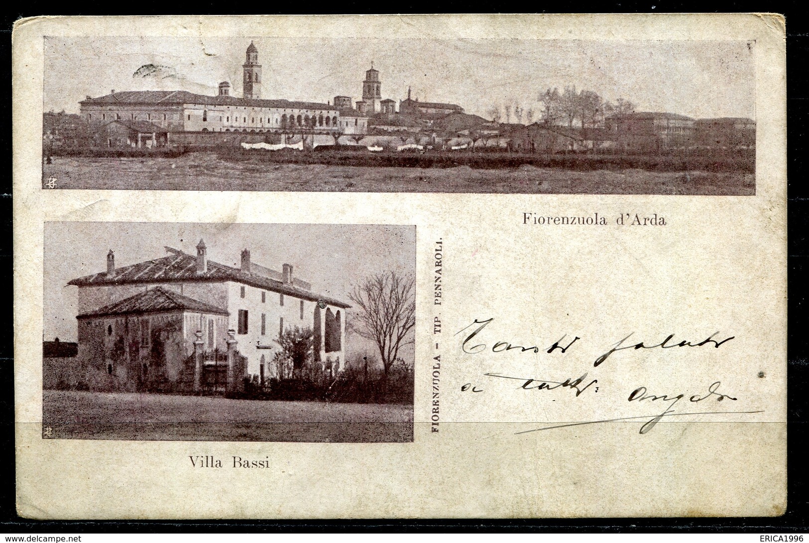 CV2752 FIORENZUOLA D'ARDA (Piacenza PC) Panorama E Villa Bassi, FP, Viaggiata 1904 Per Milano, Pieghe E Uno Strappetto - Piacenza