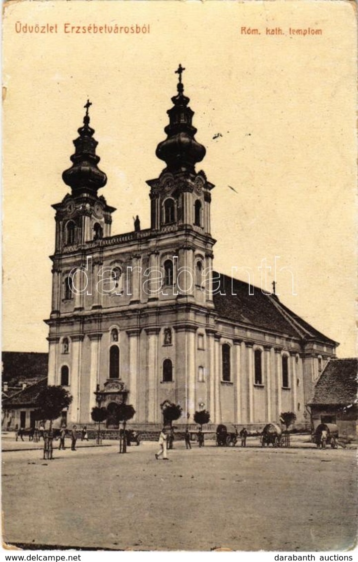 T2/T3 1911 Erzsébetváros, Dumbraveni; Római Katolikus Templom. W.L. (?) 1830. / Catholic Church (kopott / Worn) - Ohne Zuordnung