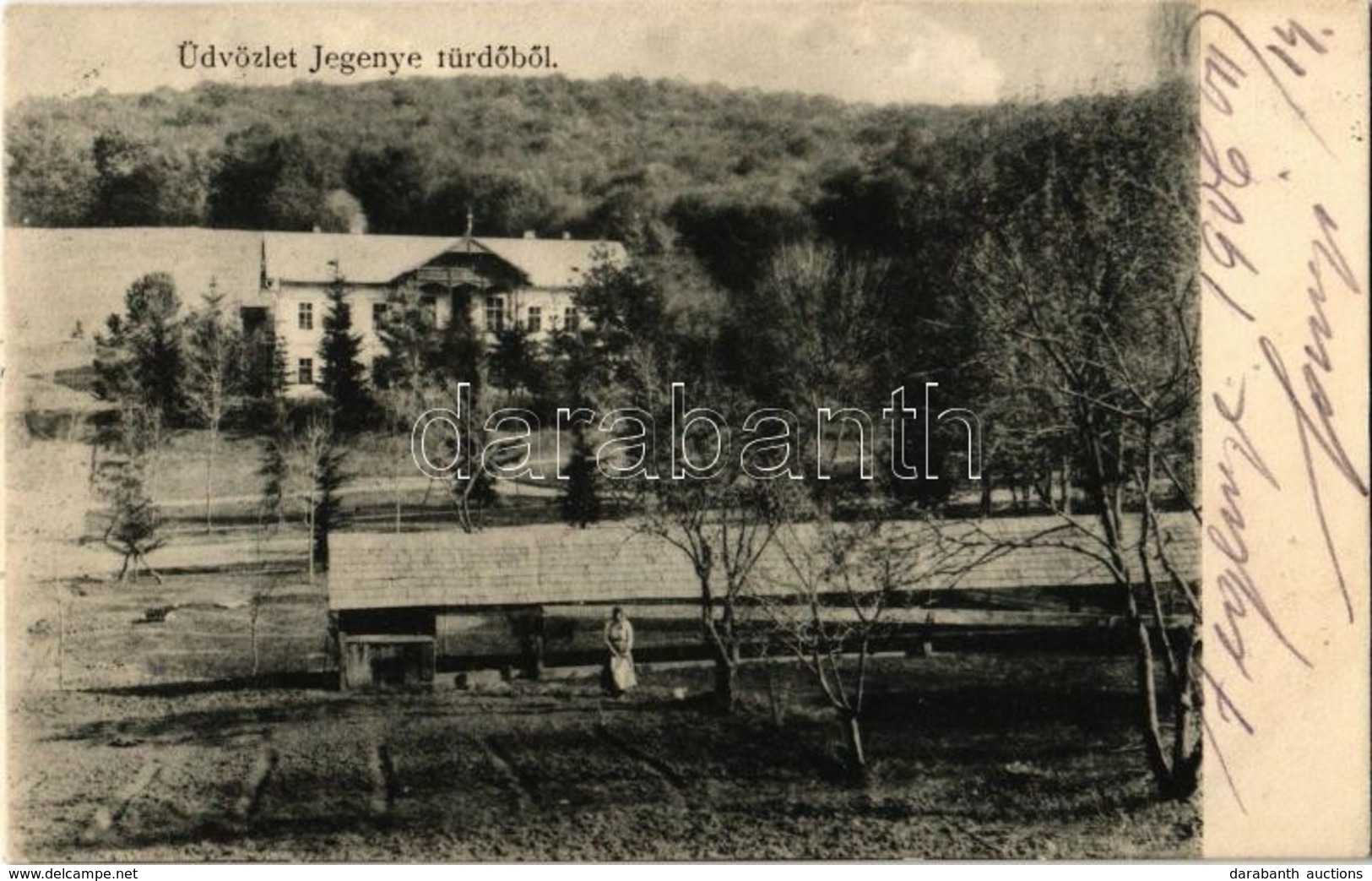 T2 1906 Jegenye, Leghia; Jegenye Fürdő, Nyaraló. Kiadja A. Sonnenfeld / Spa, Villa + Budapest-Brassó 15. Sz. Vasúti Mozg - Ohne Zuordnung