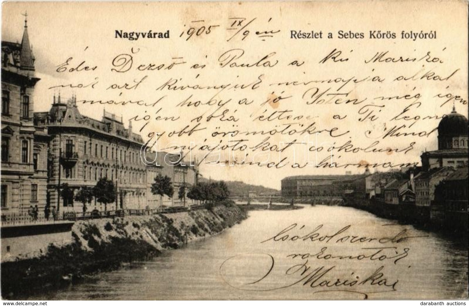 T2/T3 1905 Nagyvárad, Oradea; Sebes-Körös Folyó, Híd, Zsinagóga / Crisul Repede / River, Bridge, Synagogue (EK) - Zonder Classificatie