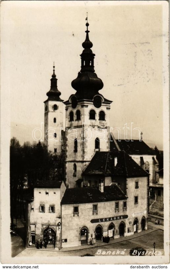 T2 1934 Besztercebánya, Banská Bystrica; Lekárna / Gyógyszertár, Illatszertár, Rádió / Pharmacy, Drugstore, Perfumery, R - Zonder Classificatie