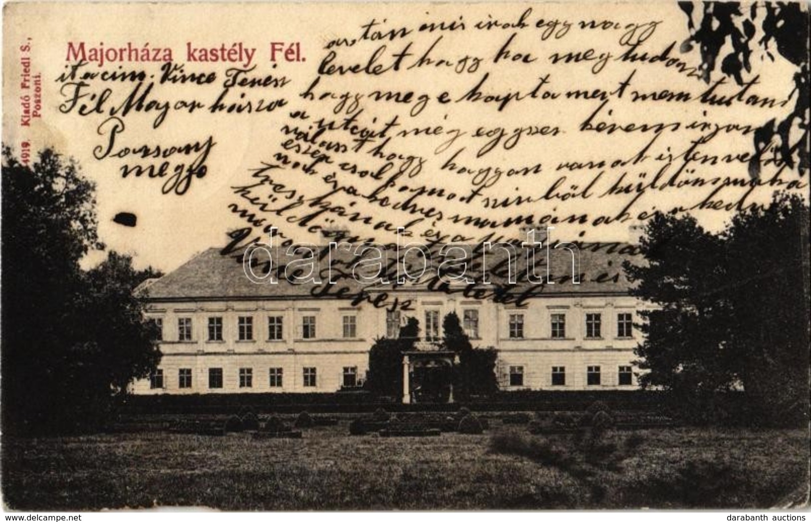 * T3/T4 1907 Fél, Tomásov; Majorháza, Jeszenák Kastély. Kiadja Friedl S. / Castle (b) - Non Classés