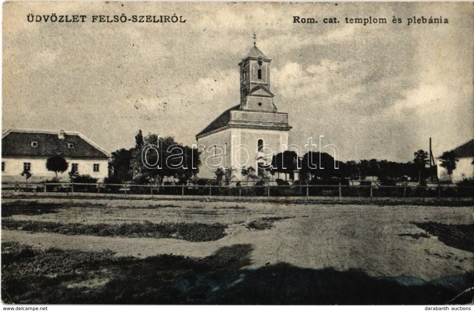 T2/T3 1908 Felsőszeli, Felső-Szeli, Horné Saliby; Római Katolikus Templom és Plébánia. Kóvári S. Fényképész / Church And - Zonder Classificatie