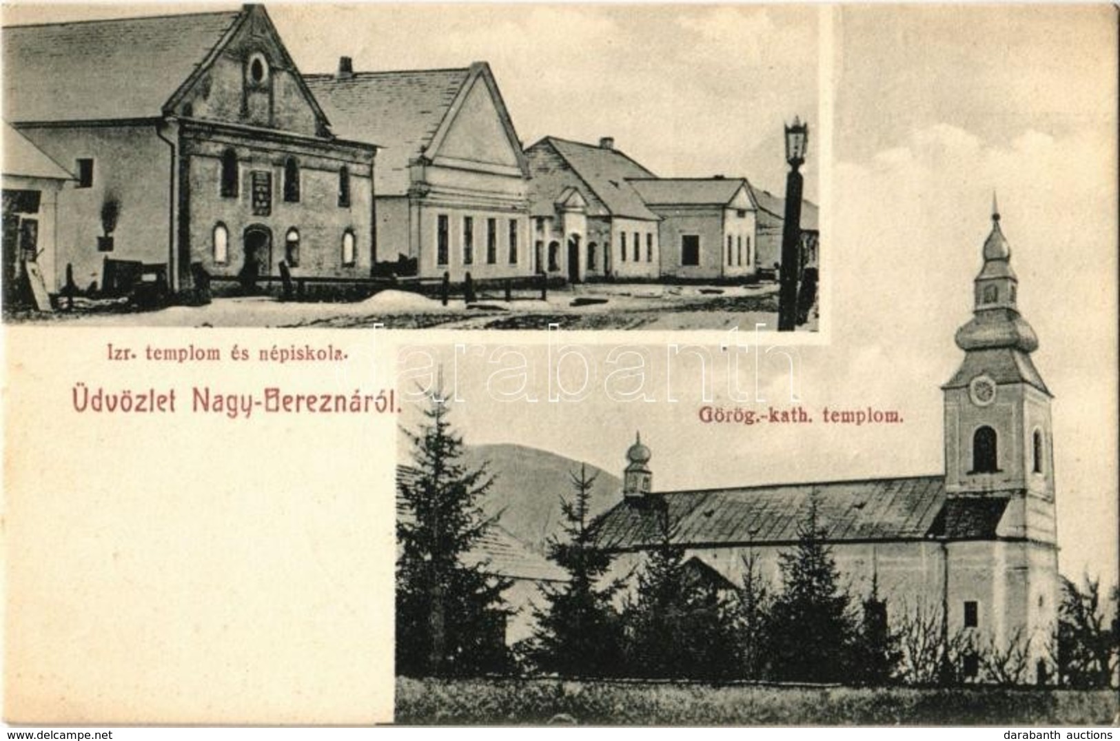 T2 1914 Nagyberezna, Velykyi Bereznyi, Velky Berezny; Görög Katolikus Templom, Izraelita Templom és Népiskola, Zsinagóga - Zonder Classificatie