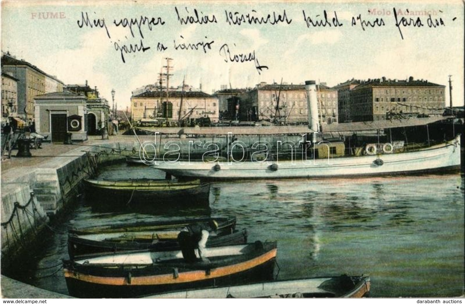 T2 1907 Fiume, Rijeka; Molo Adamich / Port, Steamship, Boats - Zonder Classificatie