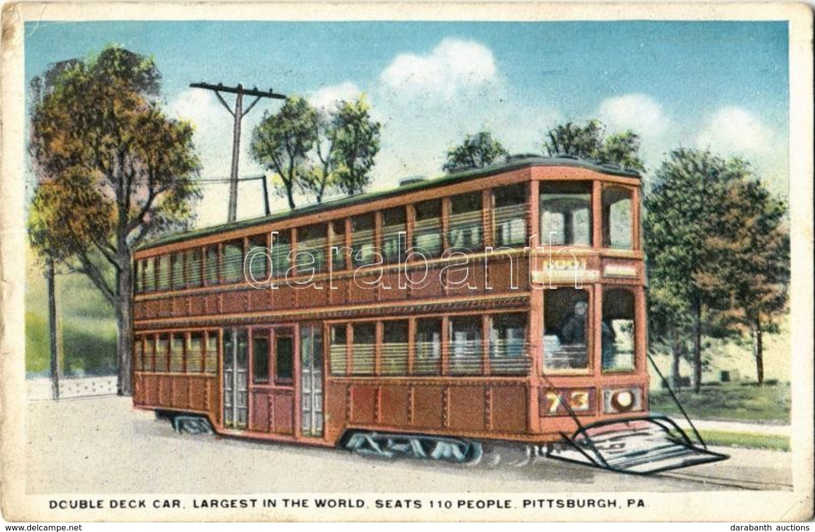 T2/T3 1920 Pittsburgh, Double Deck Car, Largest In The World, Seats 110 People, Tram (worn Corner) - Zonder Classificatie