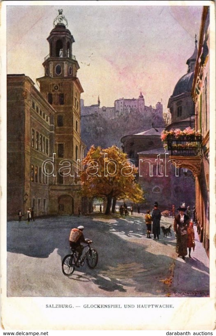 ** T2/T3 Salzburg, Glockenspiel Und Hauptwache, Künstlerpostkarte 'Kollektion Kerber' Nr. 79. / Street, Church, Bell Tow - Ohne Zuordnung