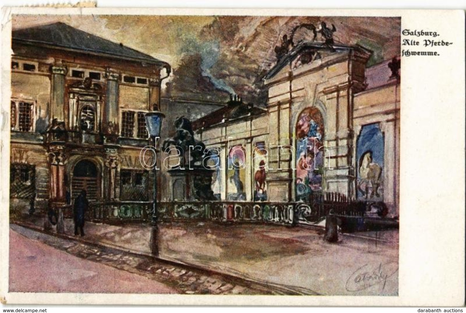 T2/T3 Salzburg, Alte Pferdeschwemme, Postkartenzentrale Ferd. Morawetz / Horse Bath, Artist Signed (EK) - Ohne Zuordnung