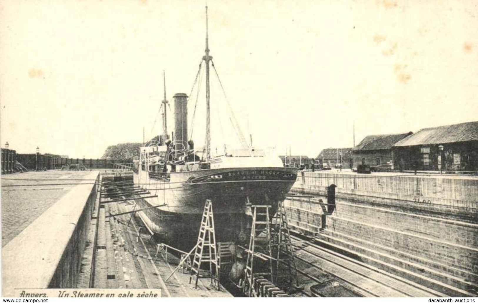 ** T2/T3 Antwerpen, Anvers; Un Steamer En Cale Séche / Steamship In Drydock (fl) - Zonder Classificatie