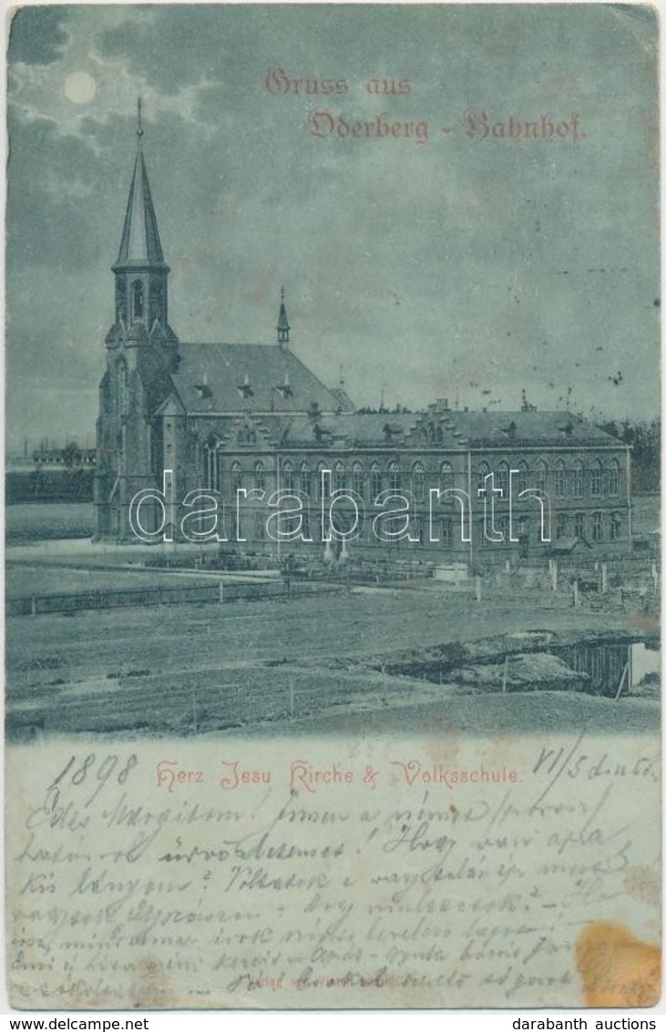 T3/T4 1898 Bohumín, Oderberg - Bahnhof; Herz Jesu Kirche & Volksschule / Church And School (fl) - Zonder Classificatie