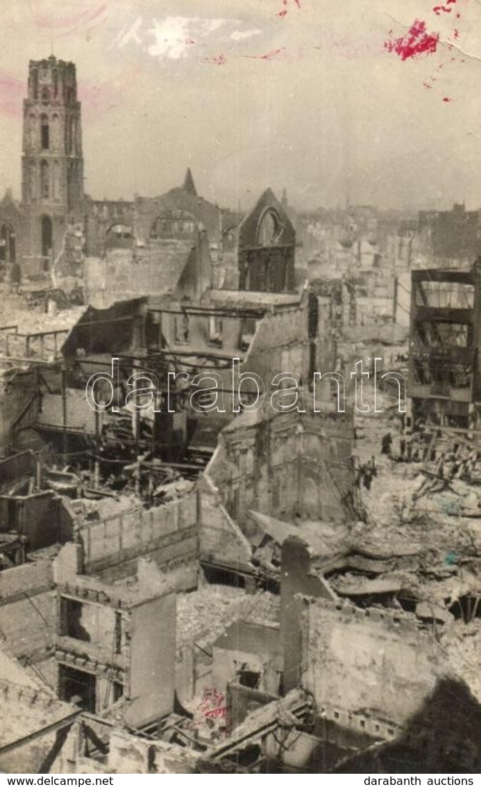 * T2/T3 1940 Rotterdam, Overzicht Van De Verwoestig Der Binnenstad / View After The WWII German Bombings, Ruins. Foto S. - Ohne Zuordnung