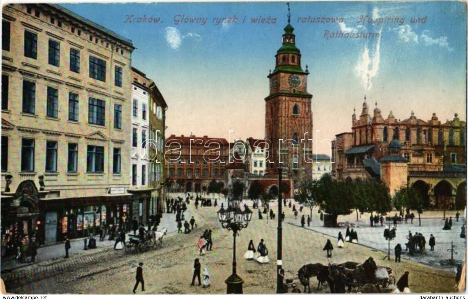 ** T2/T3 Kraków, Krakau, Krakkó; Glowny Rynek I Wieza Ratuszowa / Hauptring Und Rathausturm / Main Square, Town Hall Tow - Unclassified