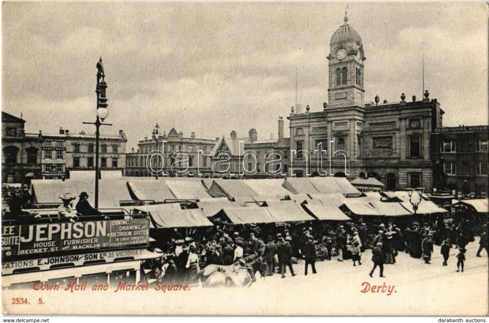 ** T2 Derby, Town Hall And Market Square; Garden Seeds Store, Edgar Horne Piano, Organ And Harmonium Manufacturer - Zonder Classificatie