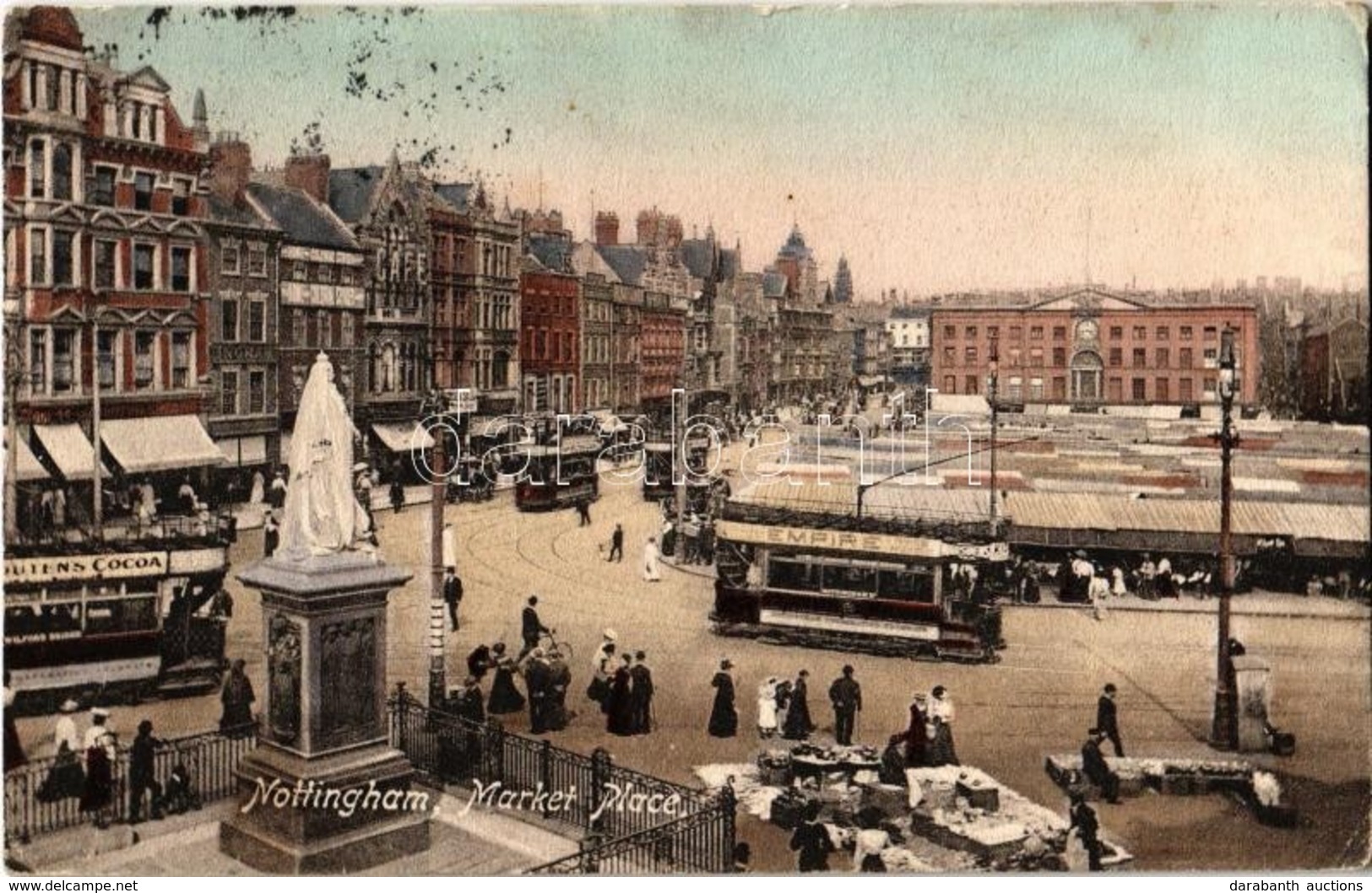 T2/T3 1907 Nottingham, Market Place, Trams (EK) - Unclassified