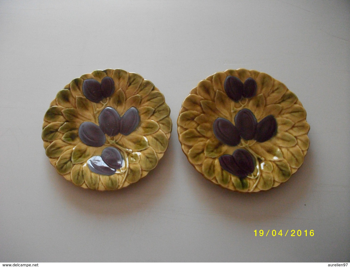 2 Assiettes Barbotine SARREGUEMINES Diamètre 20 Cms Excellent état - Sarreguemines (FRA)