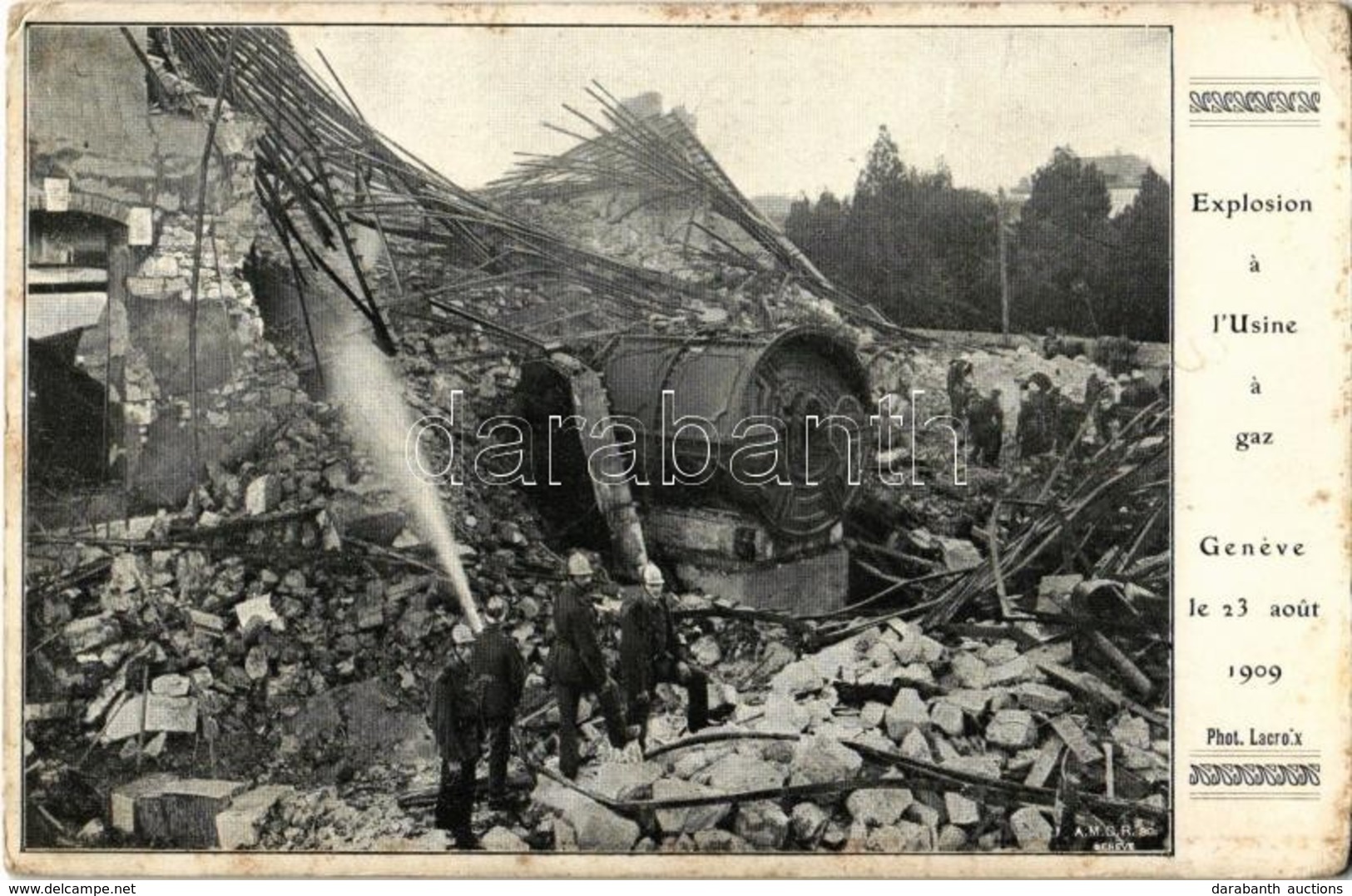 T2/T3 1909 Geneva, Geneve, Genf; Explosion A L'Usine A Gaz Le 23 Aout 1909. Phot Lacroix /  Explosion At The Gas Plant,  - Sin Clasificación