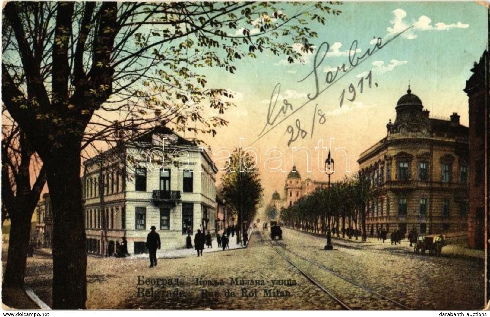 * T2/T3 1911 Beograd, Belgrád, Belgrade; Rue De Roi Milan / King Milan Street (worn Corners) - Zonder Classificatie