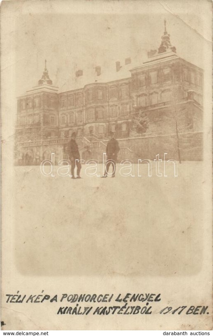 * T3/T4 1917 Pidhirtsi, Podhorce; Castle With Soldiers, Photo  (fa) - Unclassified