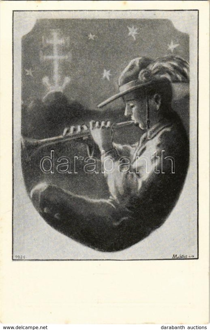 ** T1 1925 Cserkész Kürttel. Kiadja A Magyar Cserkészszövetség Kiadóvállalata / Hungarian Boy Scout Art Postcard, Scout  - Ohne Zuordnung