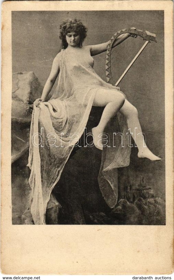 ** T2/T3 Nude Lady With Harp, Vintage Erotic Postcard. Serie 82. (EK) - Zonder Classificatie