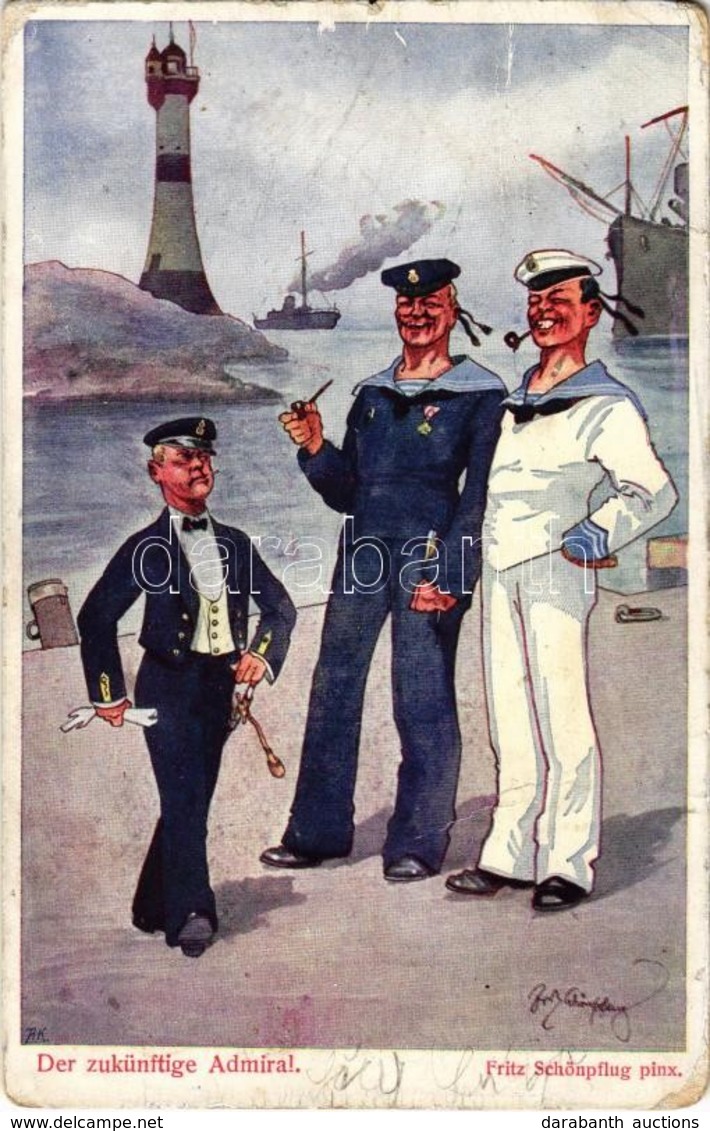* T3 1916 Der Zukünftige Admiral. K.u.K. Kriegsmarine / Austro-Hungarian Navy Humour Art Postcard, Mariners And Admiral. - Non Classés