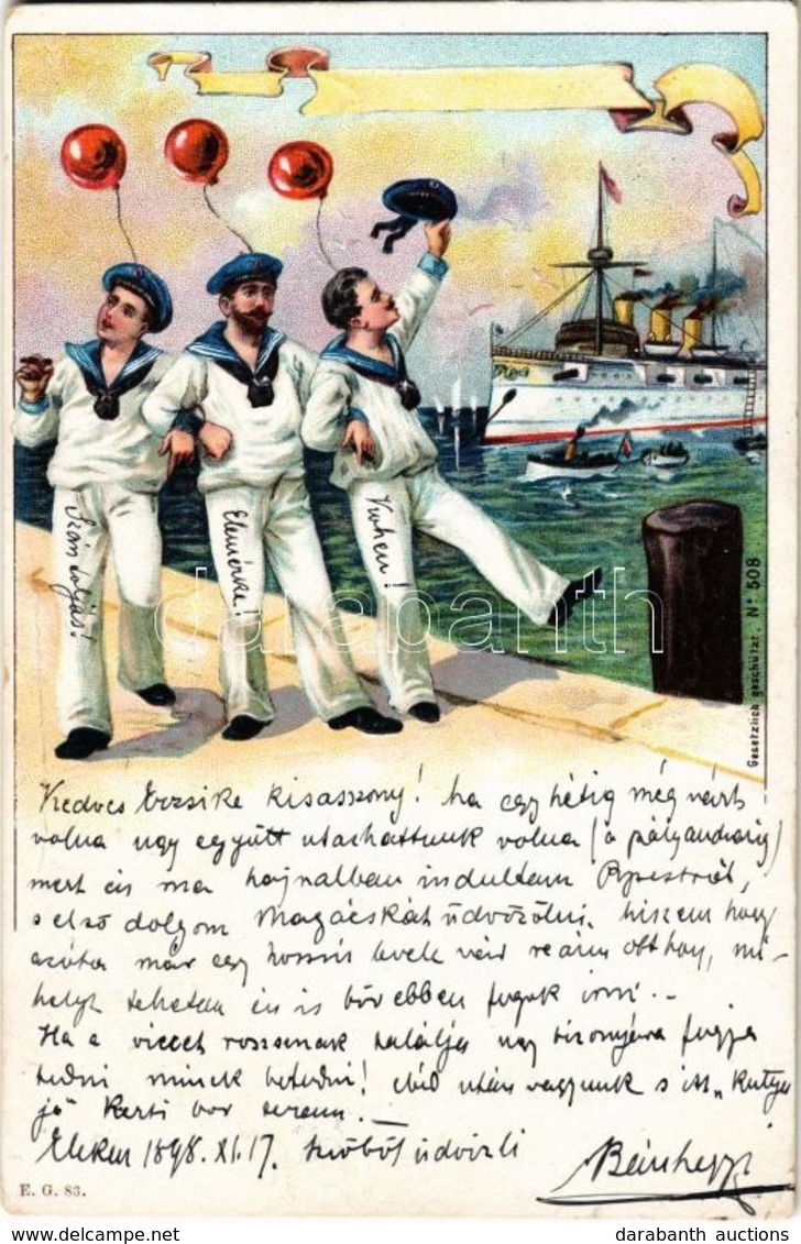 T2/T3 1898 K.u.K. Kriegsmarine. Mariners Humour Greeting Card. E.G. 86. Litho (EK) - Non Classés