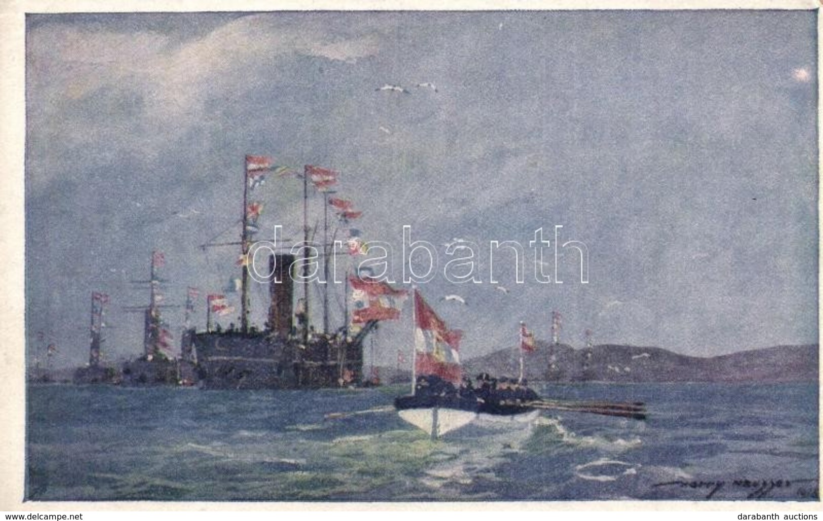 ** T2/T3 Die Seeschlacht Bei Lissa. Flaggengala Im Hafen Von Lissa. / K.u.K. Kriegsmarine, Österr. Flottenverein Nr F. 1 - Sin Clasificación