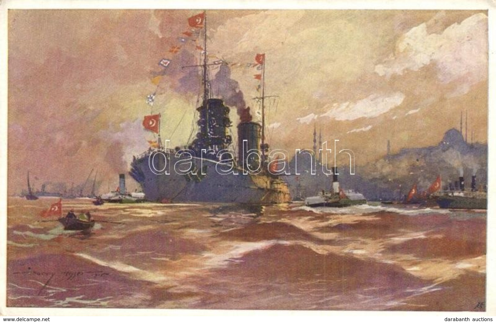 ** T2/T3 Flaggengala Im Hafen Von Konstantinopel. K.u.K. Kriegsmarine. Offizielle Postkarte Des Österreichischen Flotten - Sin Clasificación