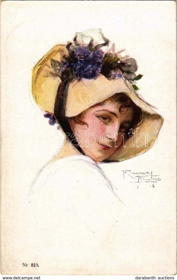 T2 1917 Kalapos Hölgy, Magyar Művészet, Rotophot Budapest / Lady With Hat, Ungarische Kunst Nr. 819. S: Rudolf Fuchs - Zonder Classificatie