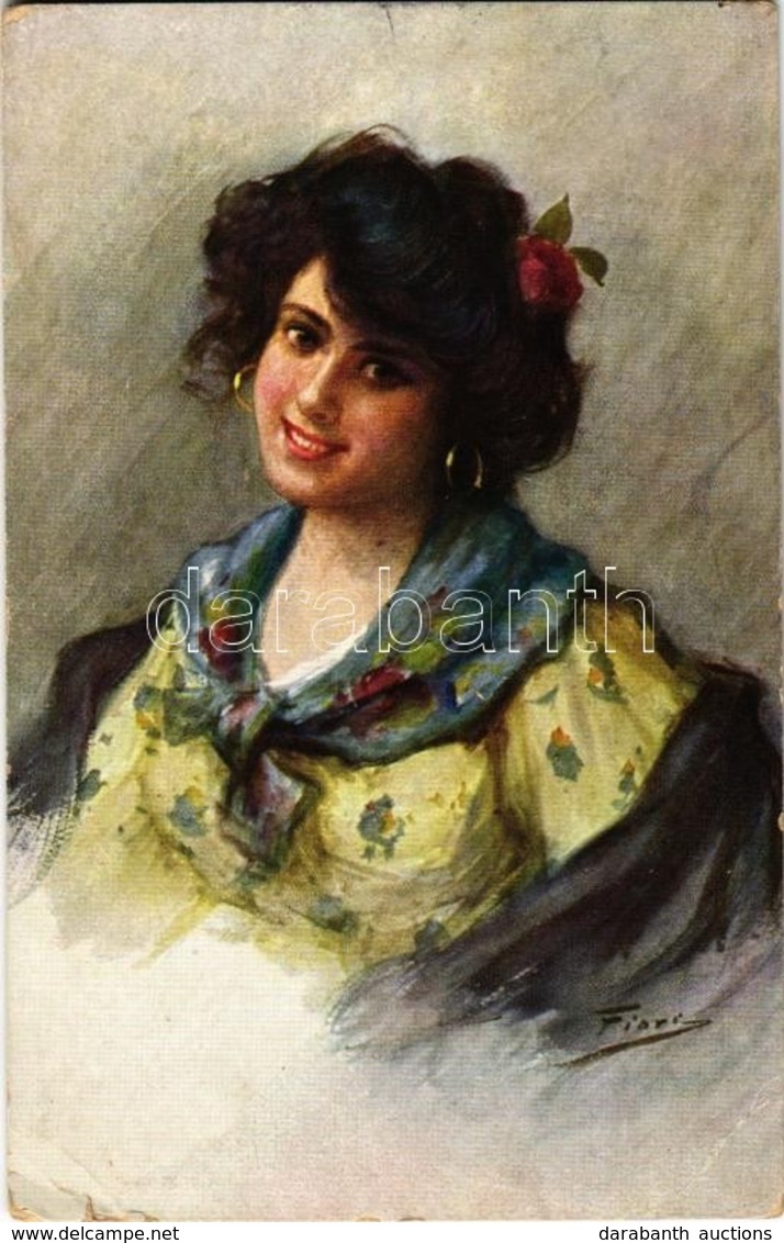 T2/T3 1912 Lady With Earrings, M. M. Vienne M. Munk Nr. 612 S: Fiori (EK) - Unclassified