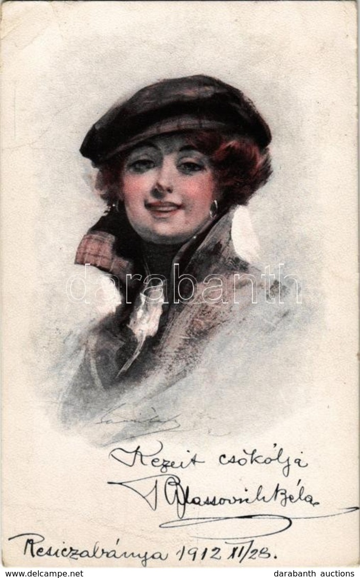 T2/T3 1912 Lady With Hat, No. 15642 Artist Signed (EK) - Zonder Classificatie