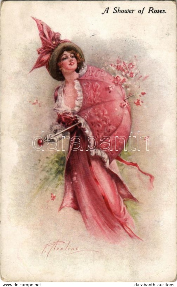 T2 1914 'A Shower Of Roses', Lady With Umbrella, Flowers, No. 15366. S: F. Aveline - Zonder Classificatie
